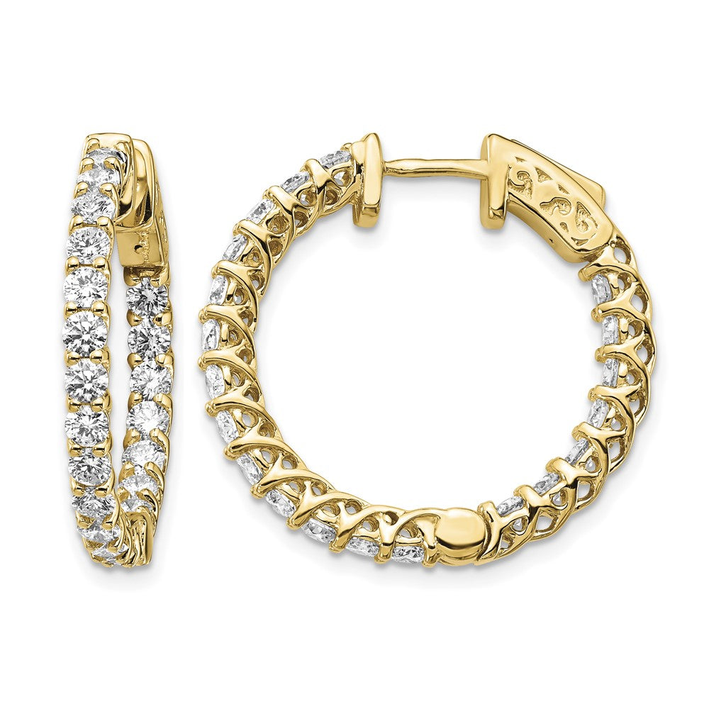 14k 2.3 carat Diamond Round In/Out Hoop w/Safety Clasp Earrings