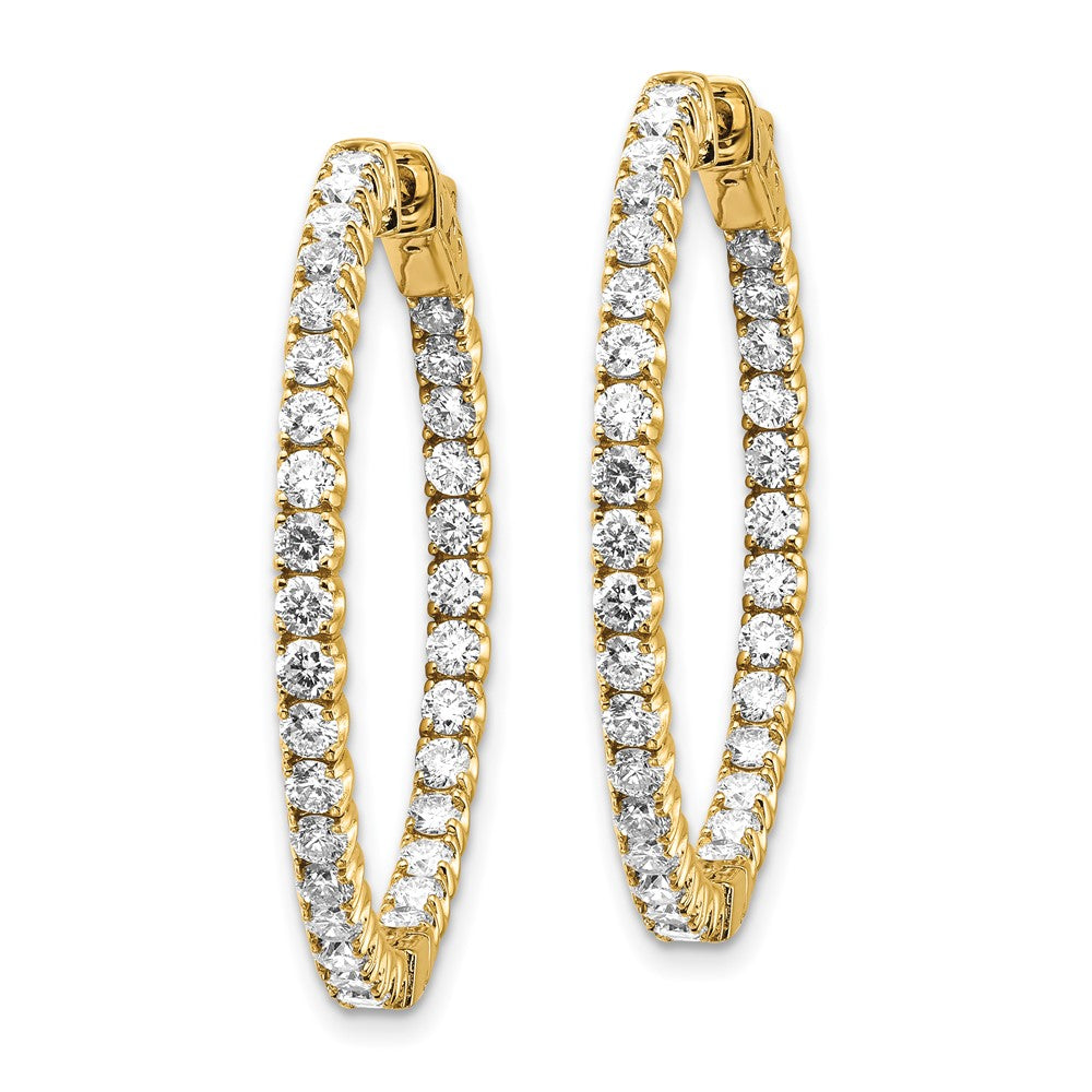 14k 3.3 carat Diamond Round In/Out Hoop w/Safety Clasp Earrings
