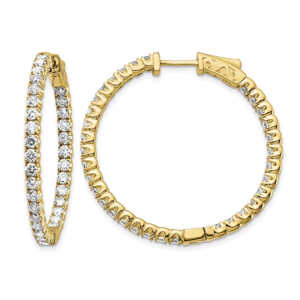14k 3.3 carat Diamond Round In/Out Hoop w/Safety Clasp Earrings