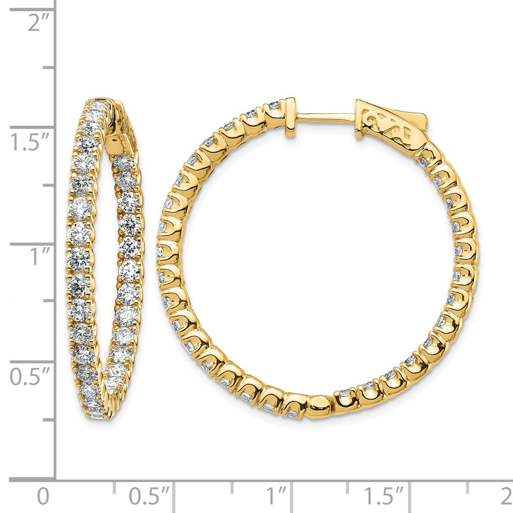 14k 4.3 carat Diamond Round In/Out Hoop w/Safety Clasp Earrings