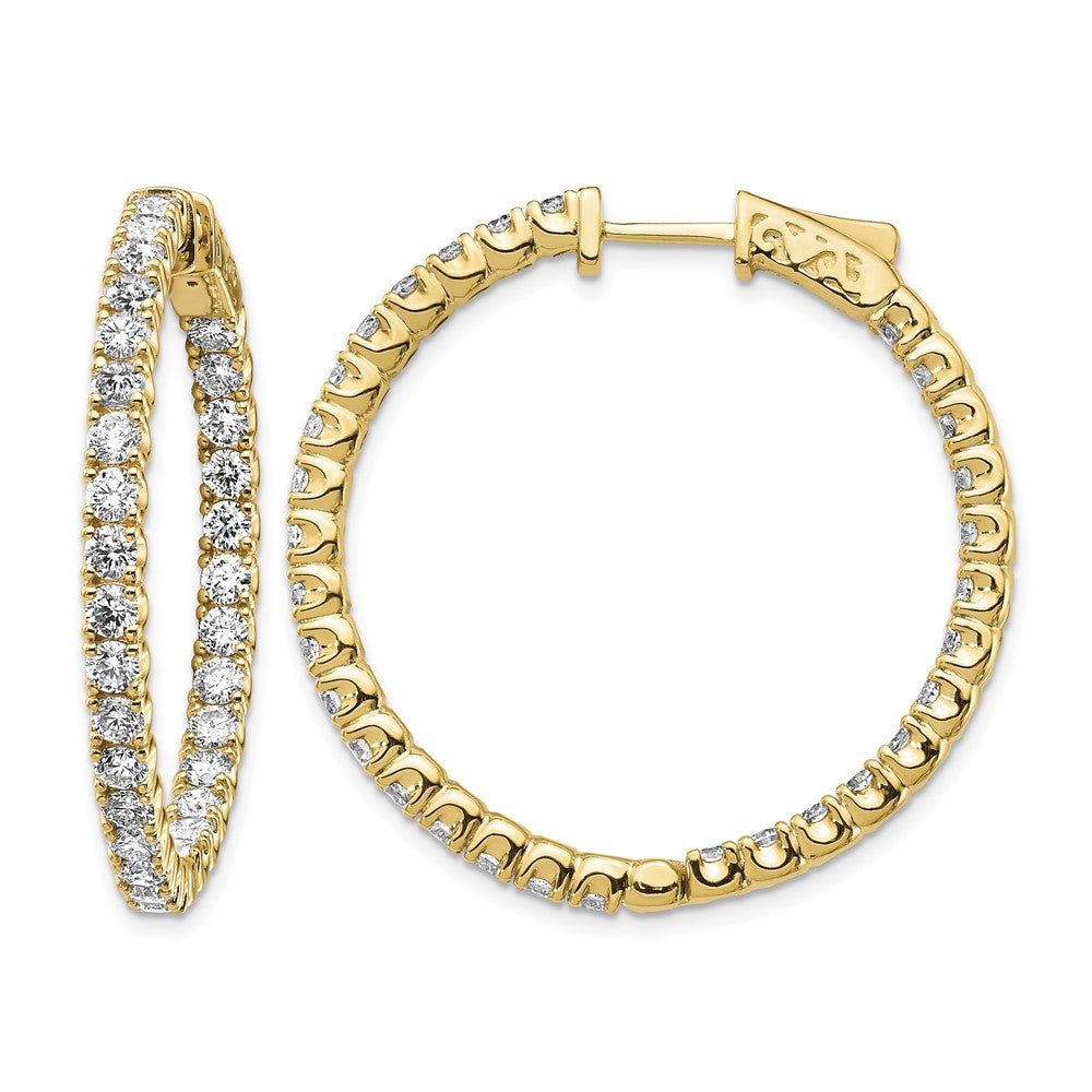 14k 4.3 carat Diamond Round In/Out Hoop w/Safety Clasp Earrings
