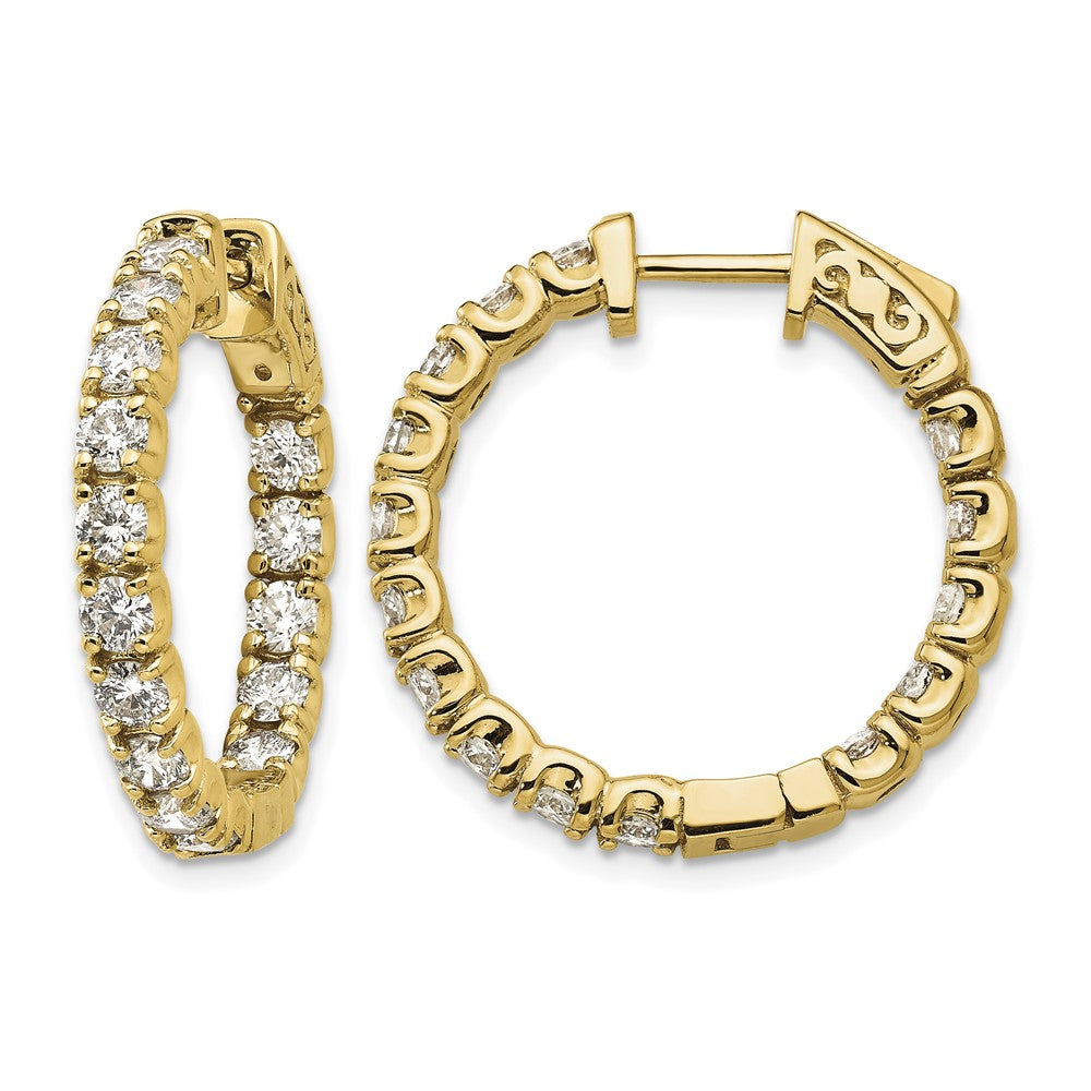 14k 2.75 carat Diamond Round In/Out Hoop w/Safety Clasp Earrings