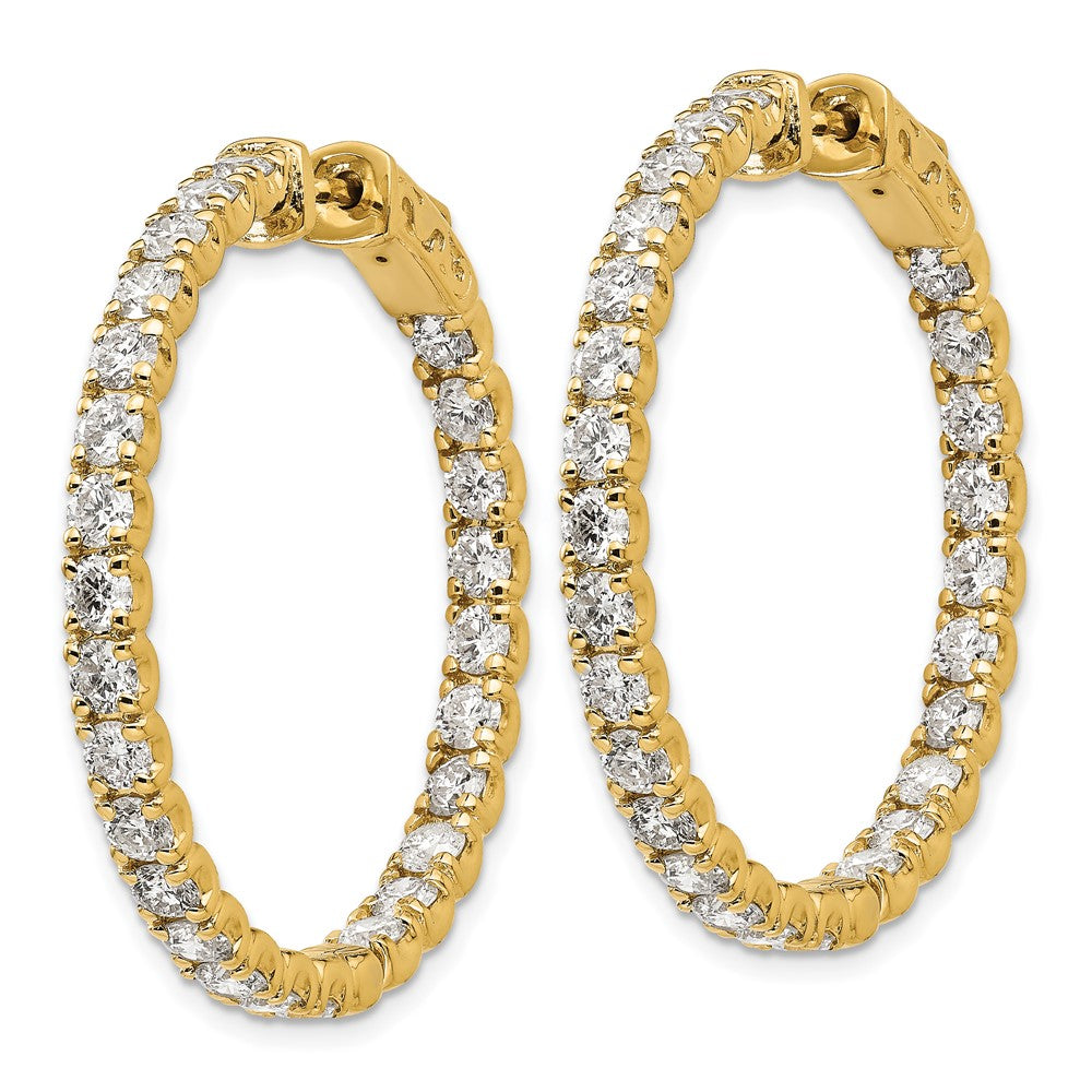 14k 4.8 carat Diamond Round In/Out Hoop w/Safety Clasp Earrings