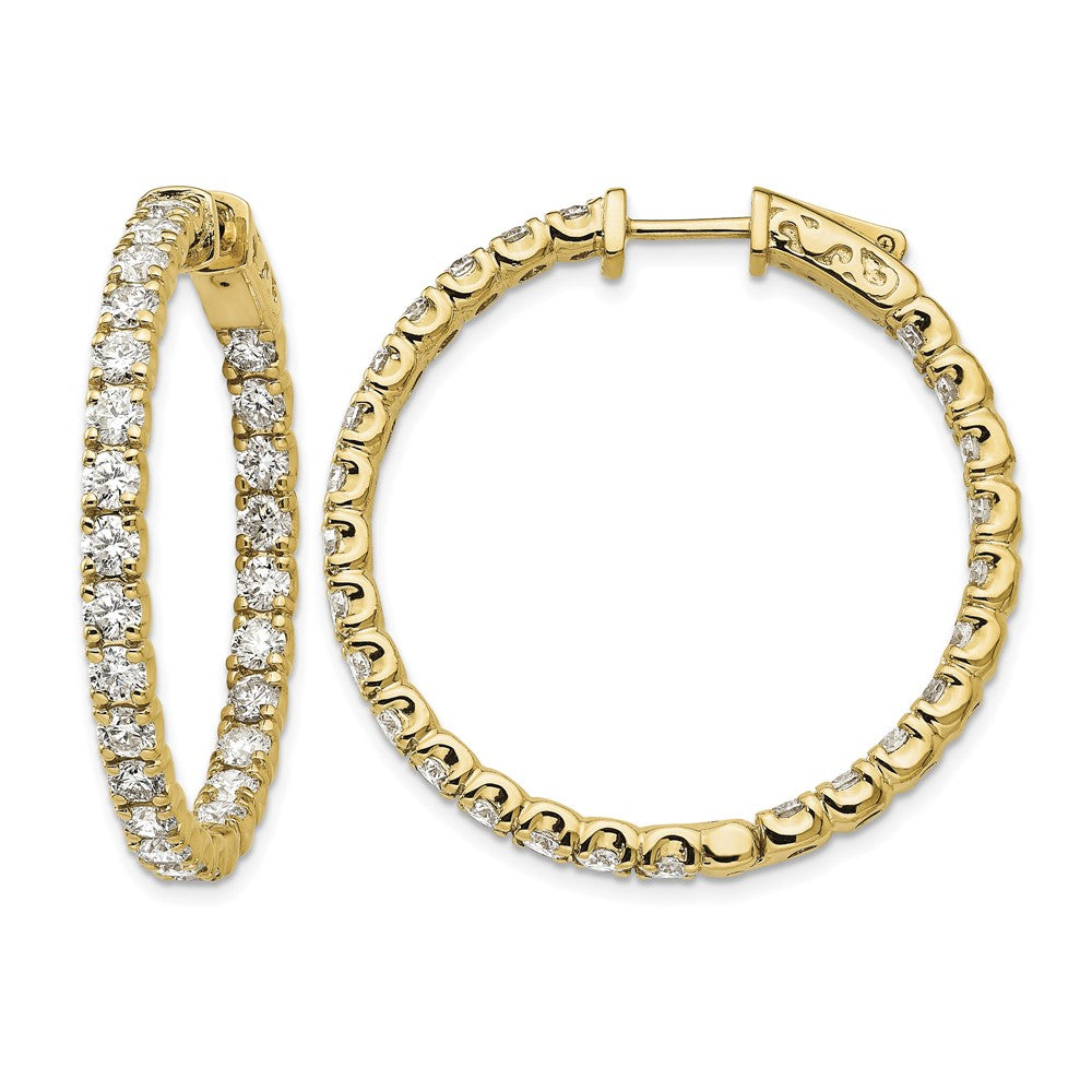 14k 4.8 carat Diamond Round In/Out Hoop w/Safety Clasp Earrings