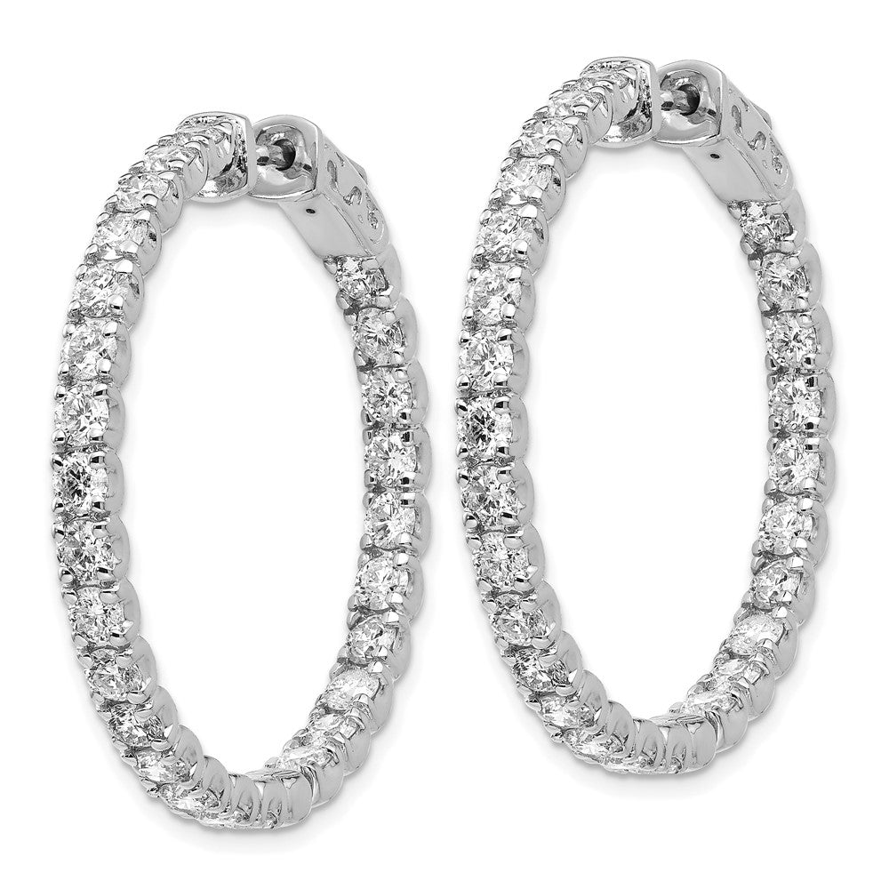 14k White Gold 4.8 carat AA Diamond Round In/Out Hoop w/Safety Clasp Earrings