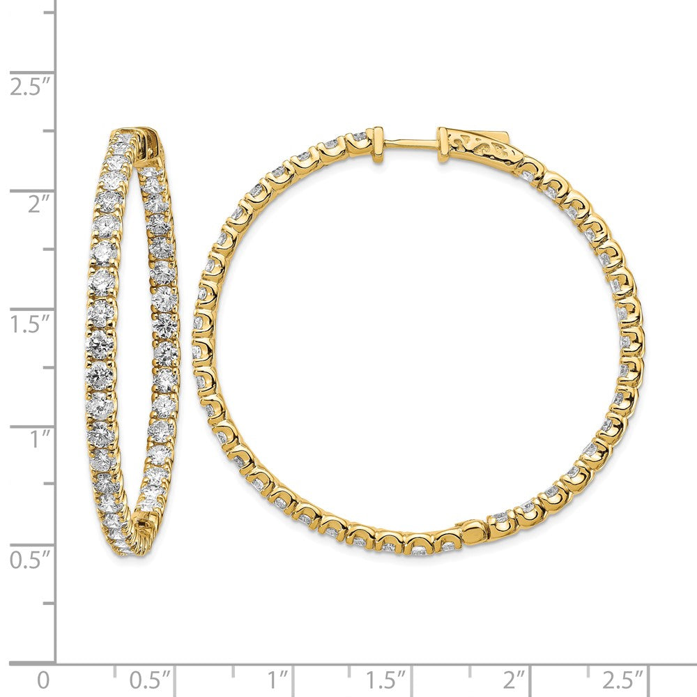 14k 7.25 carat Diamond Round In/Out Hoop w/Safety Clasp Earrings