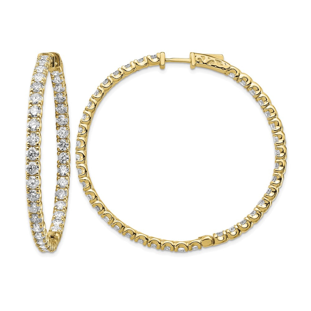 14k 7.25 carat Diamond Round In/Out Hoop w/Safety Clasp Earrings