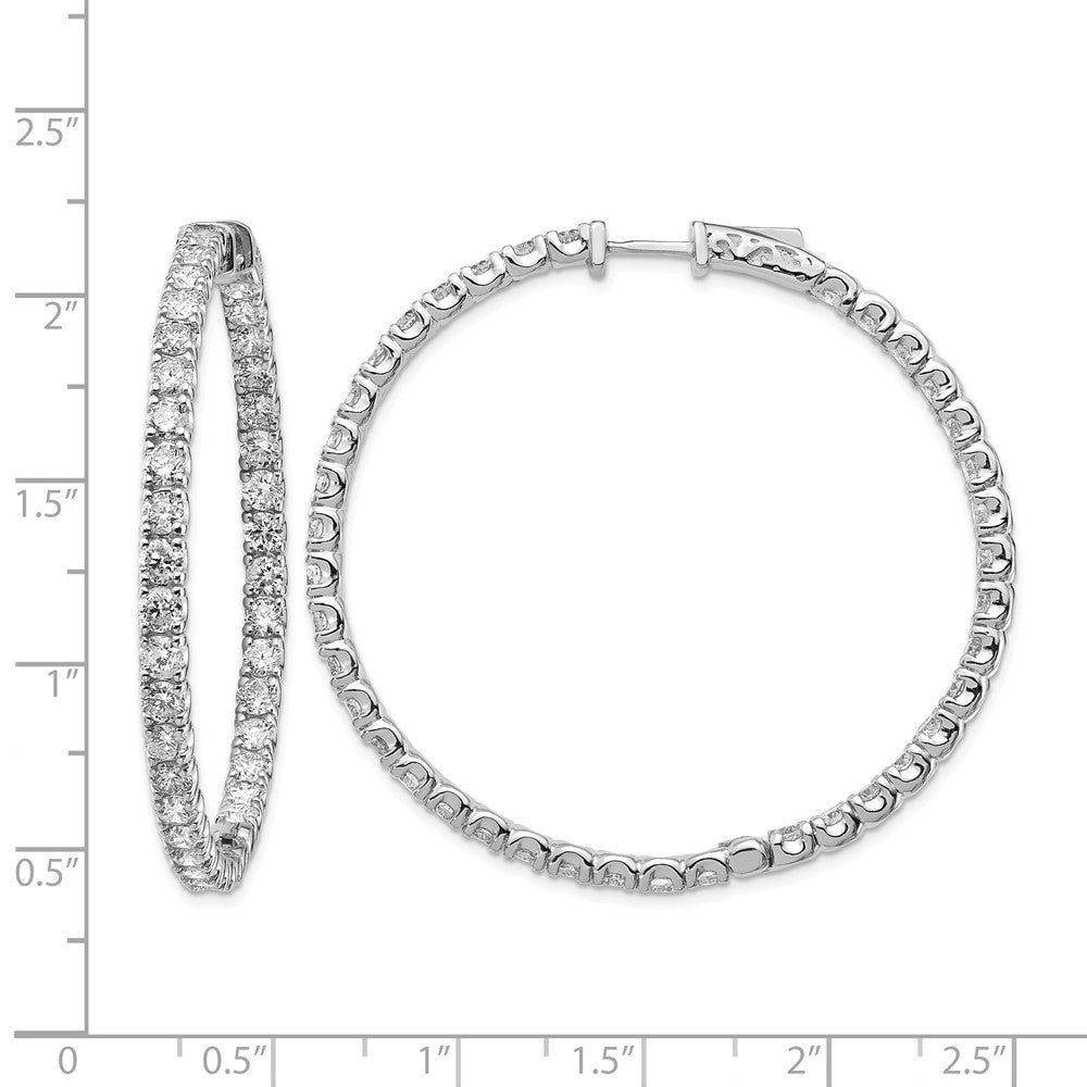 14k White Gold 7.25 carat Diamond Round In/Out Hoop w/Safety Clasp Earrings