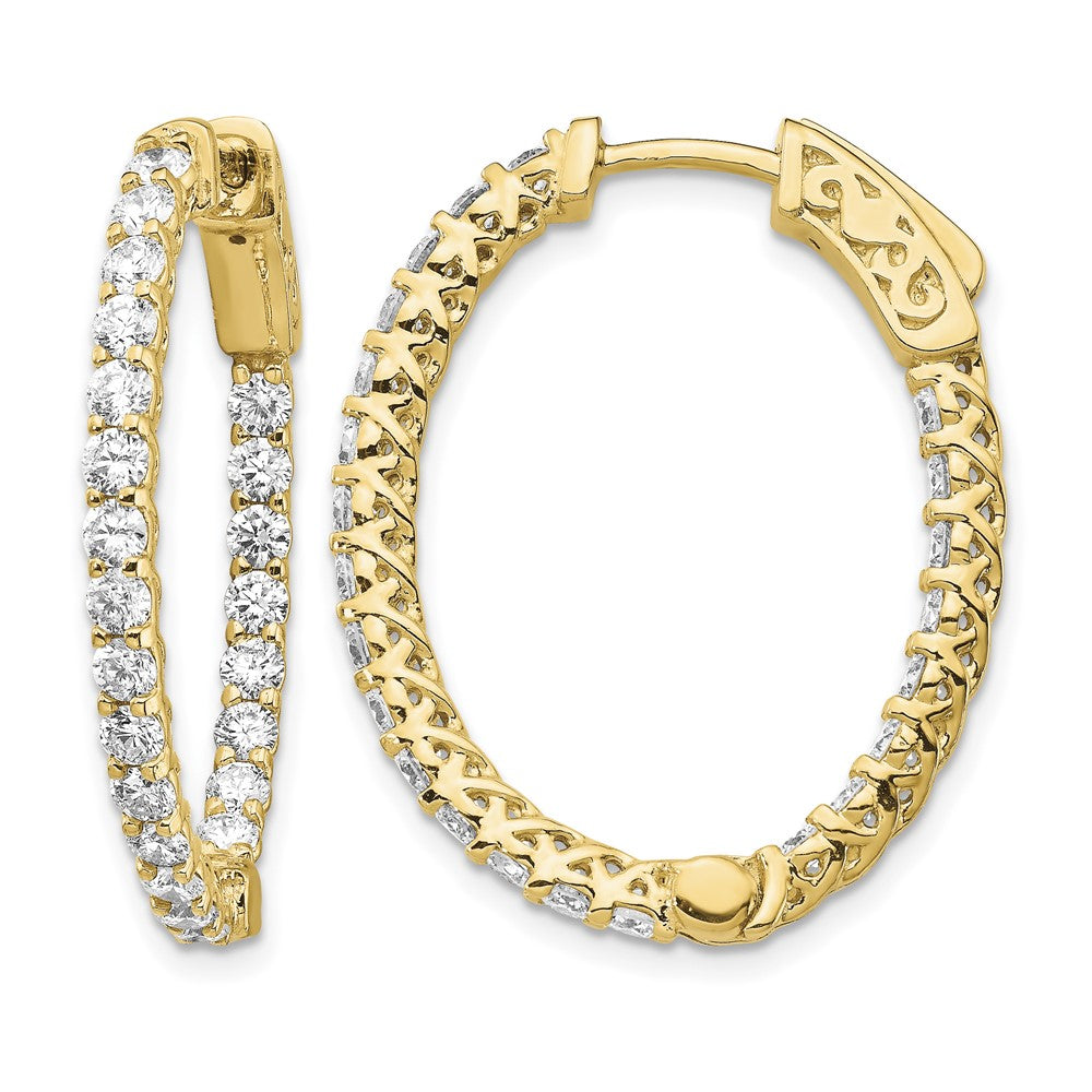 14k 2.3 carat Diamond Oval In/Out Hoop w/Safety Clasp Earrings