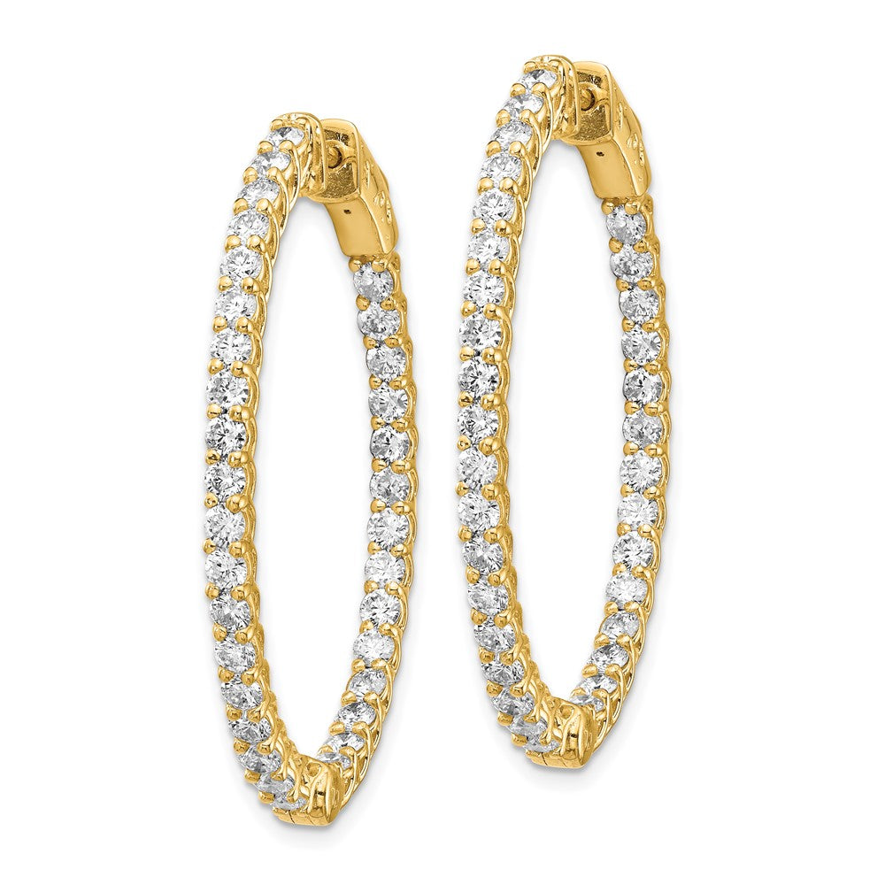 14k 3.3 carat Diamond Oval In/Out Hoop w/Safety Clasp Earrings