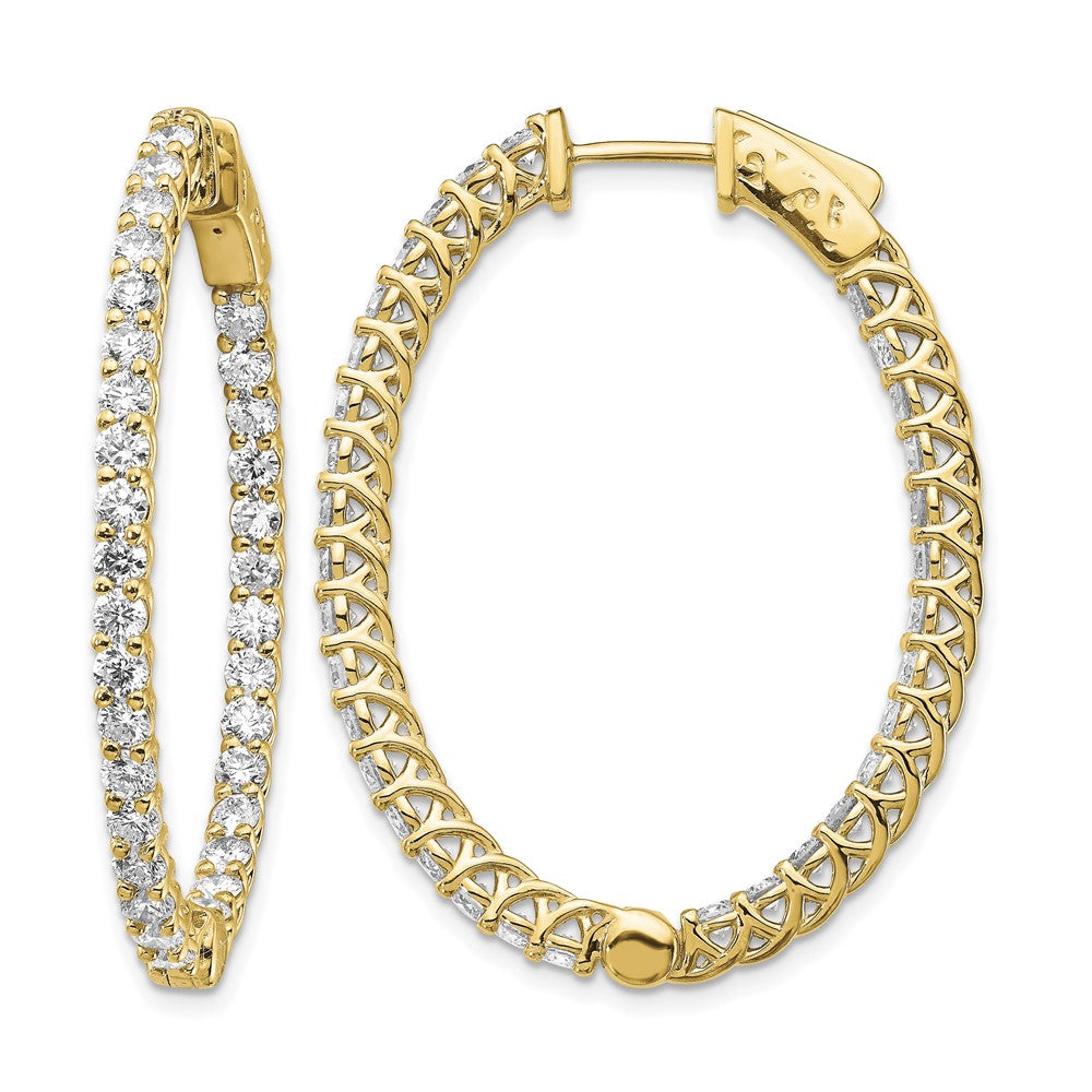 14k 3.3 carat Diamond Oval In/Out Hoop w/Safety Clasp Earrings