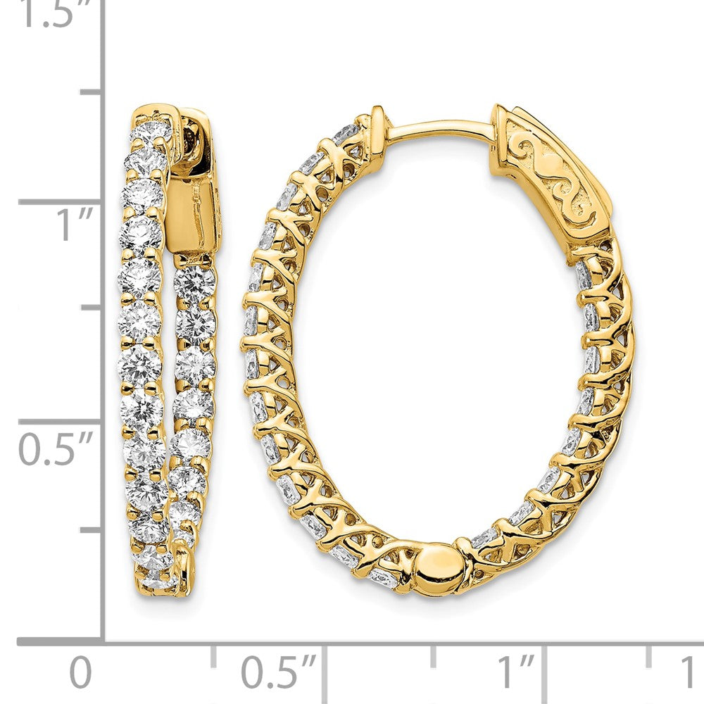 14k 2.4 carat Diamond Oval In/Out Hoop w/Safety Clasp Earrings