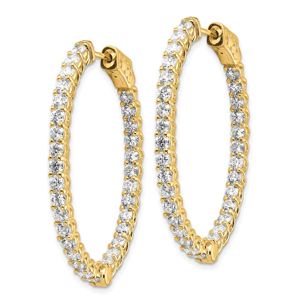 14k 4.3 carat Diamond Oval In/Out Hoop w/Safety Clasp Earrings