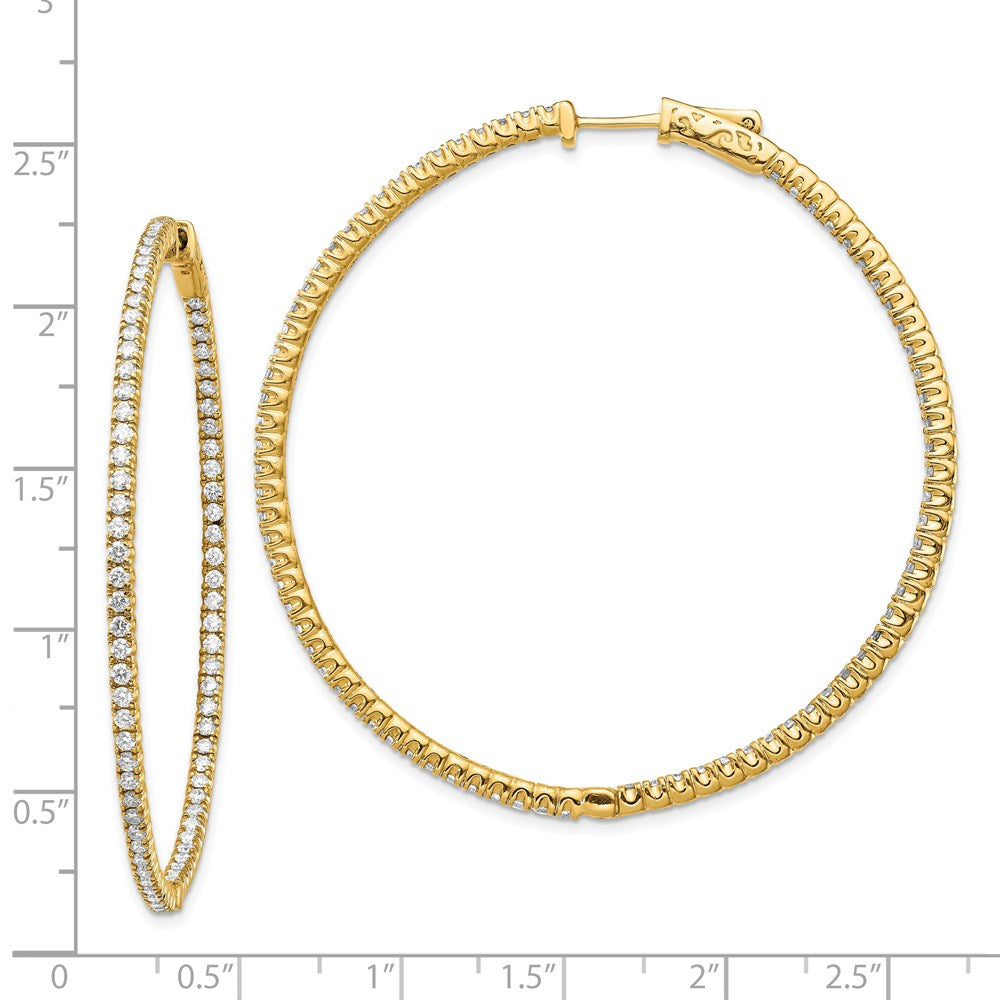 14k 2.6 carat Diamond Round In/Out Hoop w/Safety Clasp Earrings