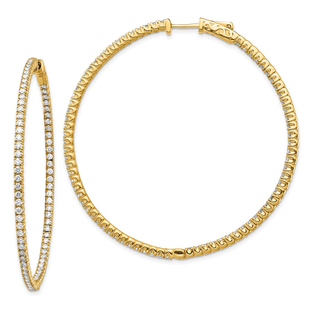 14k 2.6 carat Diamond Round In/Out Hoop w/Safety Clasp Earrings