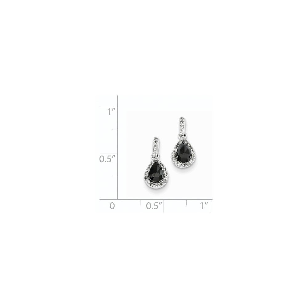 14k White Gold w/ Black and White Diamond Post Dangle Earrings