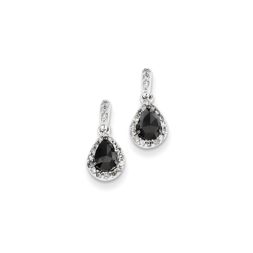 14k White Gold w/ Black and White Diamond Post Dangle Earrings