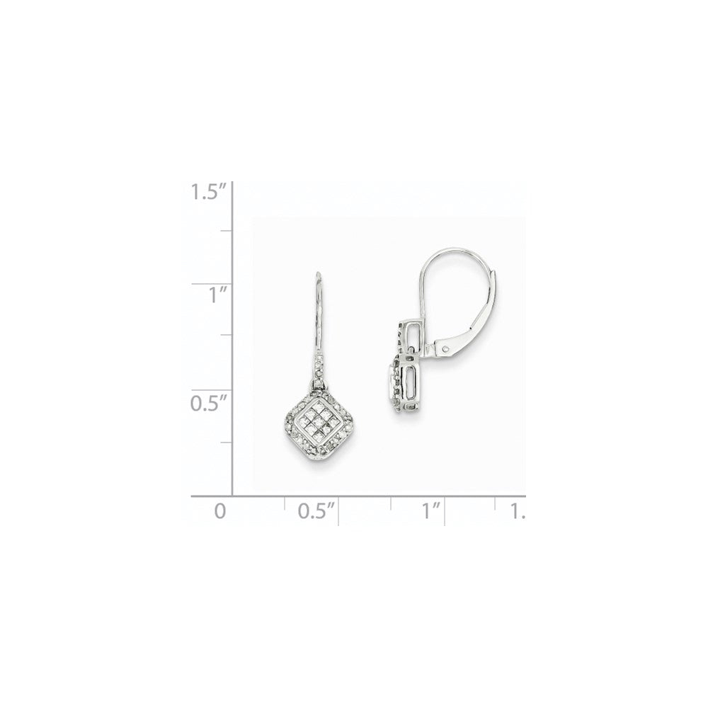 14k White Gold Small Diamond Leverback Earrings