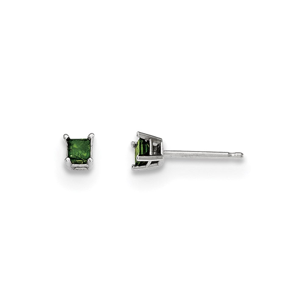 14K White Gold .20ct. Green Diamond Stud Earrings