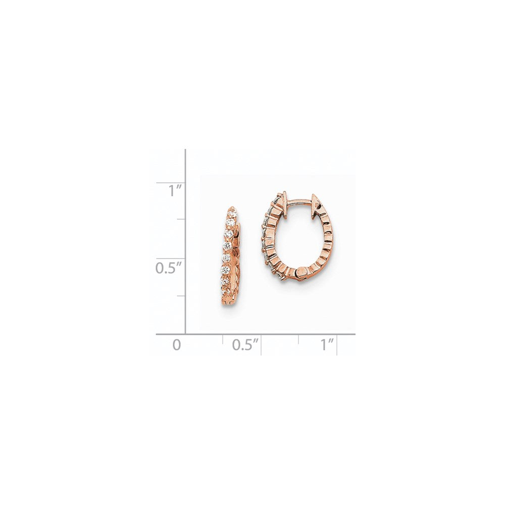 14k Rose Gold A Diamond Hinged Hoop Earrings