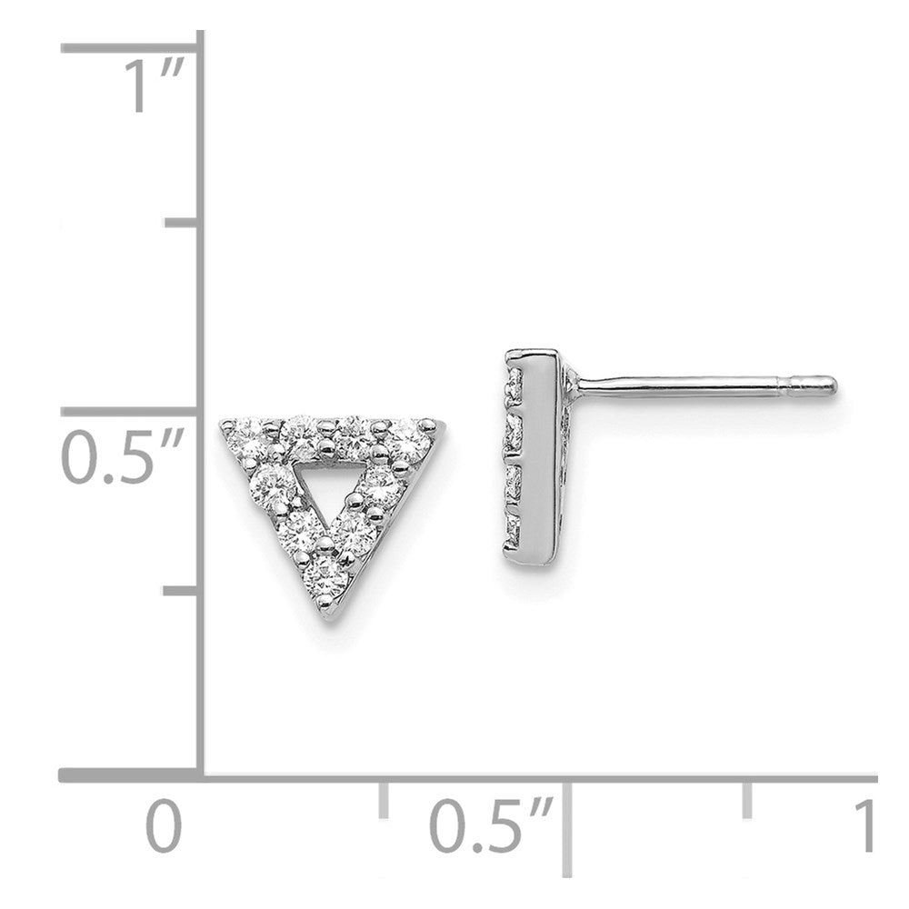 14k White Gold 1/3 carat Diamond Open Triangle Post Earrings