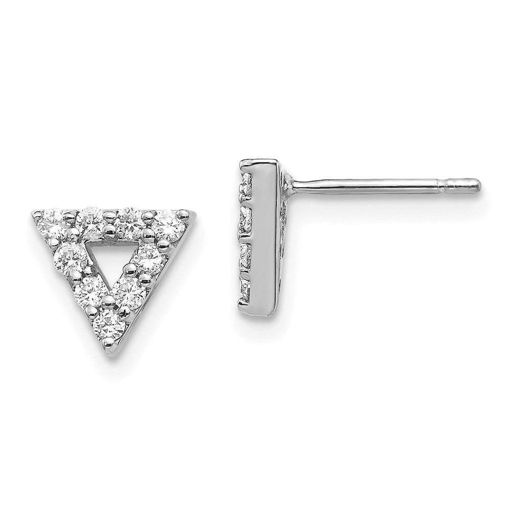 14k White Gold Diamond Triangle Open Earrings