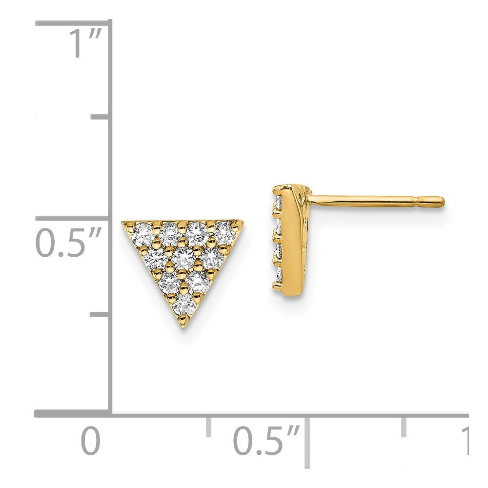 14k 1/3 carat Diamond Cluster Triangle Post Earrings