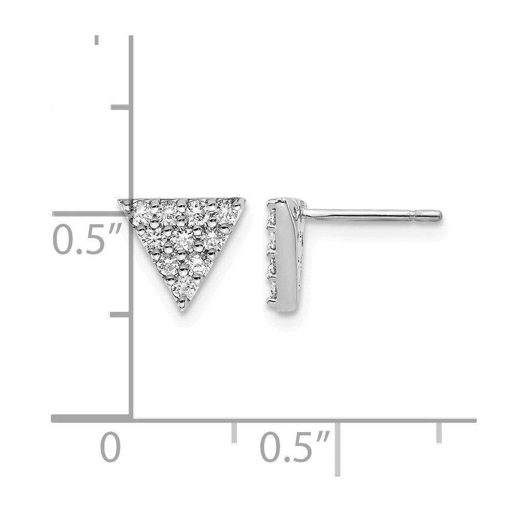14k White Gold 1/3 carat Diamond Cluster Triangle Post Earrings