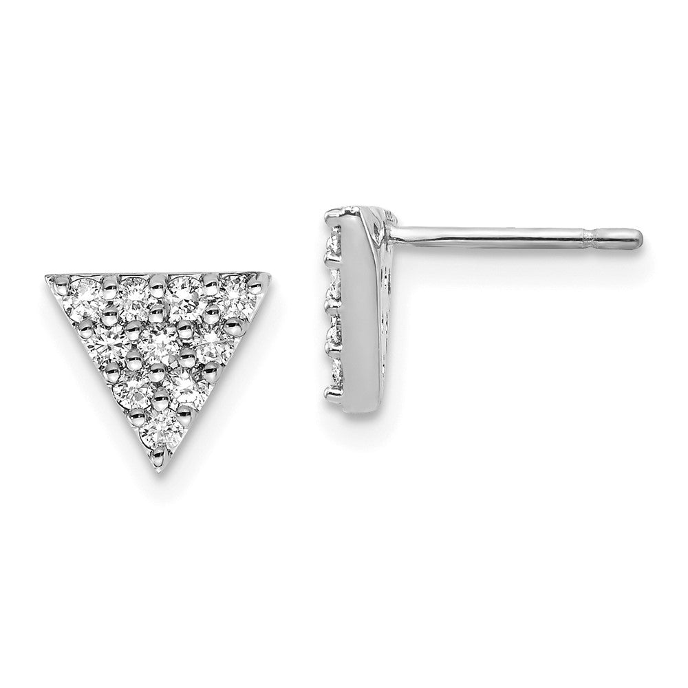 14k White Gold Diamond Triangle Earrings