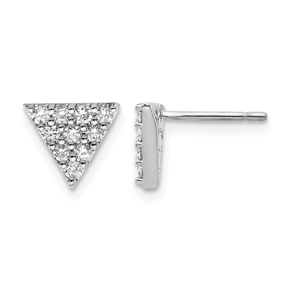 14k White Gold 1/3 carat Diamond Cluster Triangle Post Earrings
