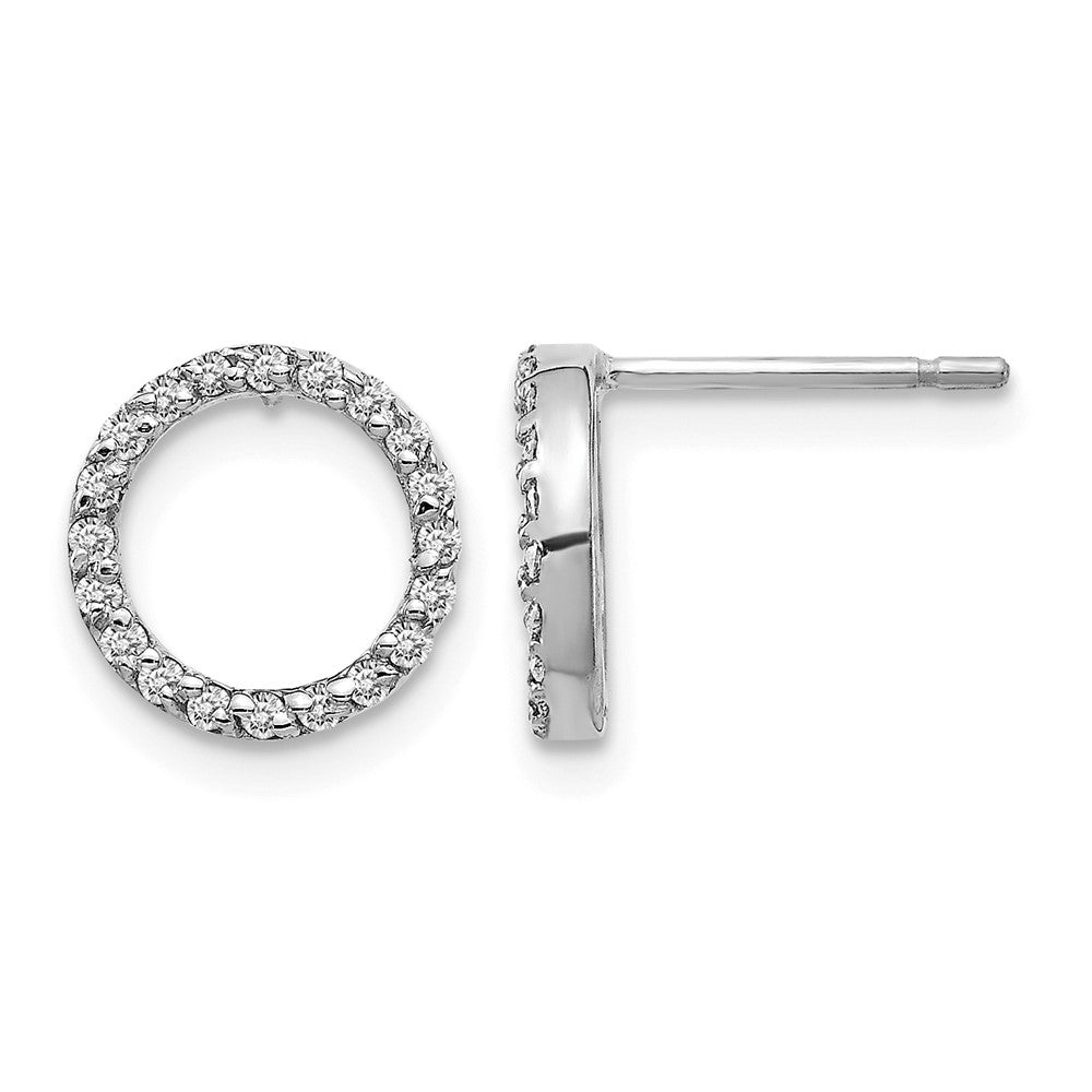 14k White Gold 1/6 carat Diamond Open Circle Post Earrings