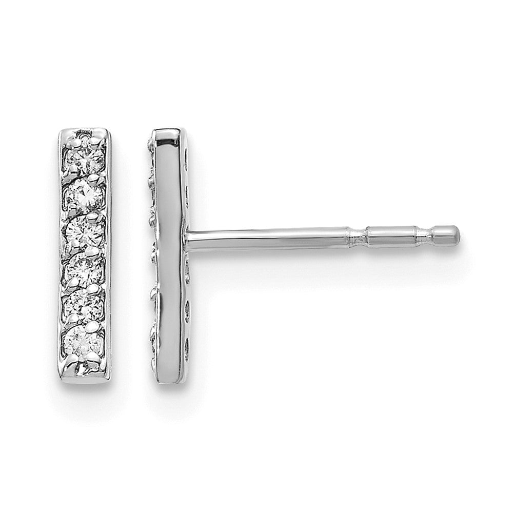 14k White Gold 1/10 carat Diamond Bar Earrings