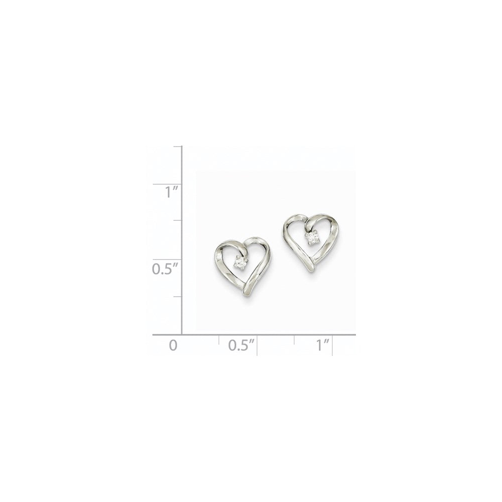 14k White Gold AA Diamond Heart Earrings