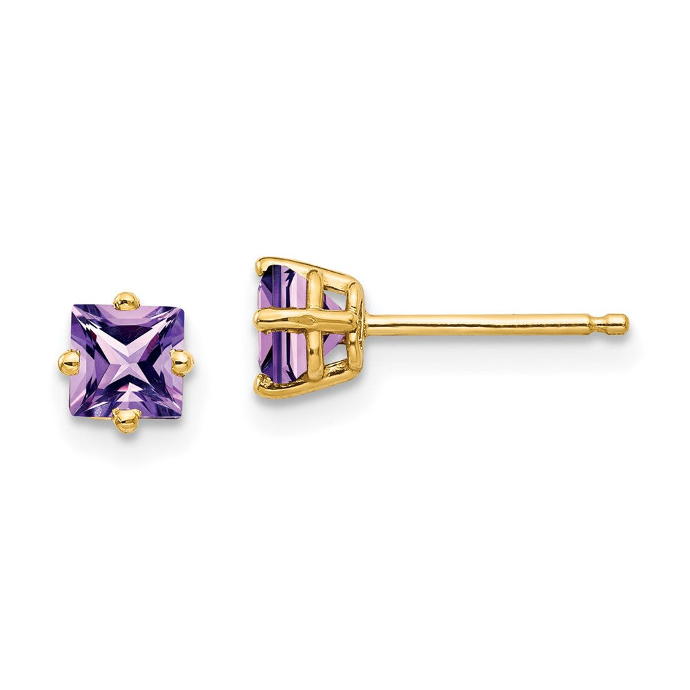 14k Princess Cut Amethyst Earrings