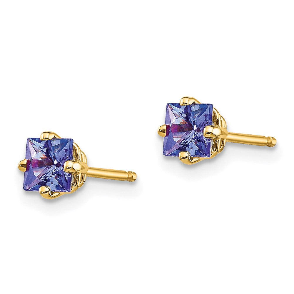 14k Princess Tanzanite Post Earrings