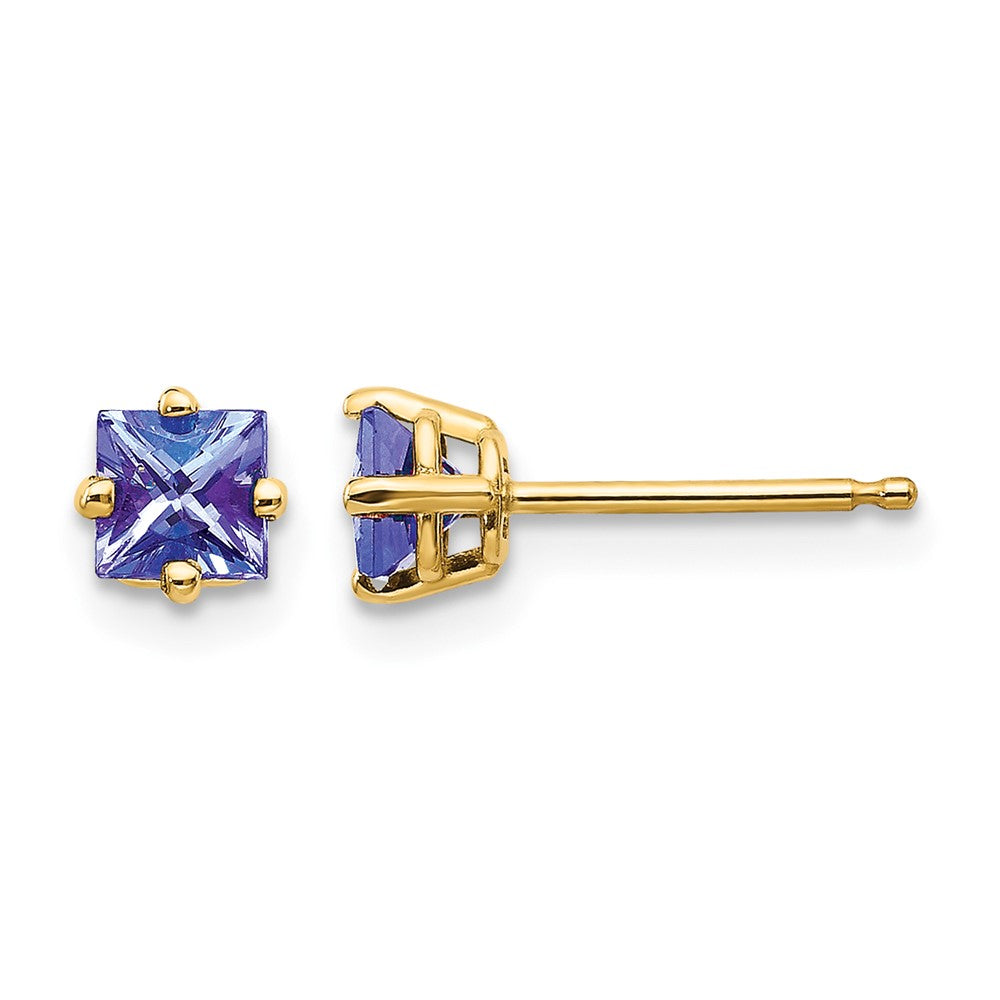 14k Princess Tanzanite Post Earrings