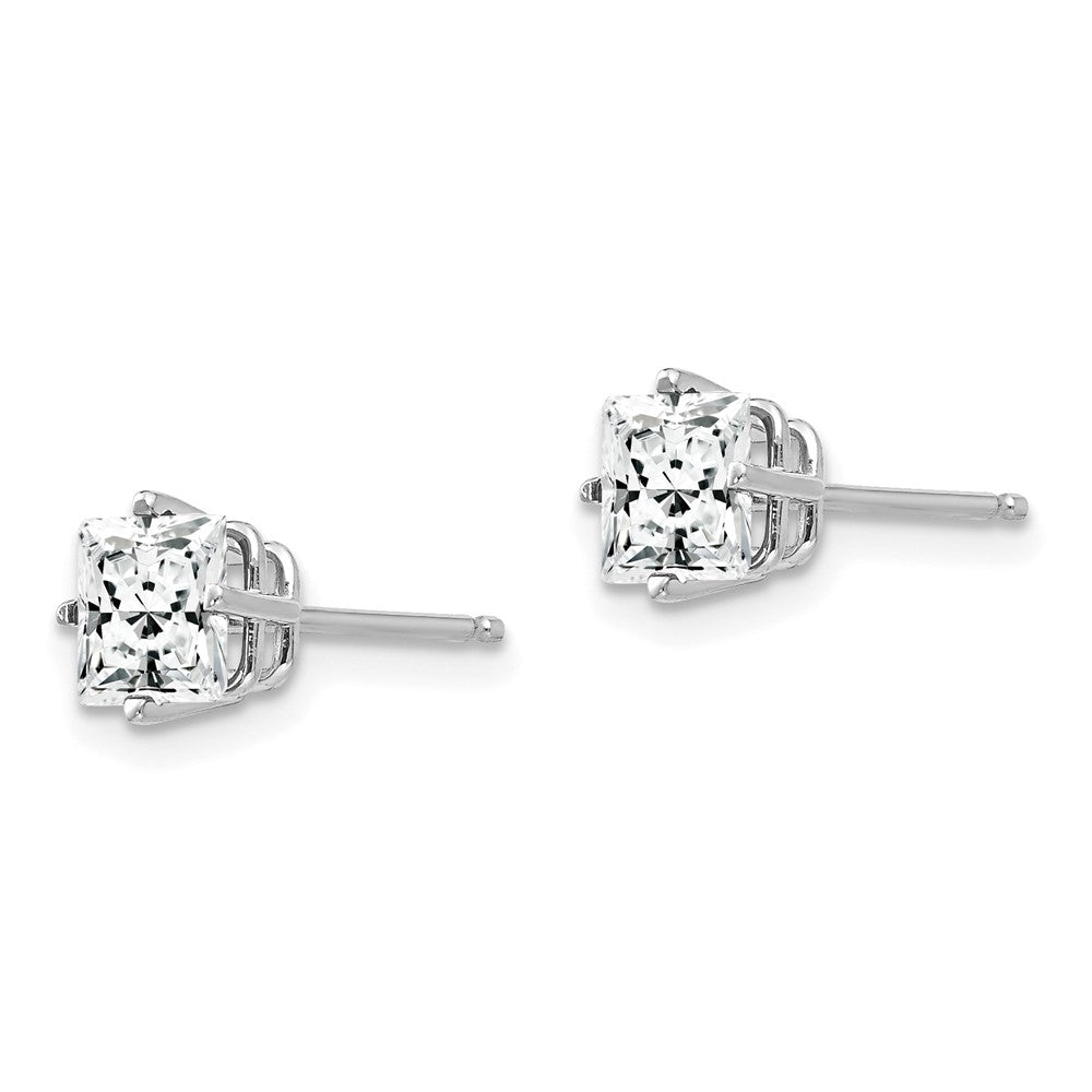 14k White Gold Princess-cut Cubic Zirconia Post Earrings