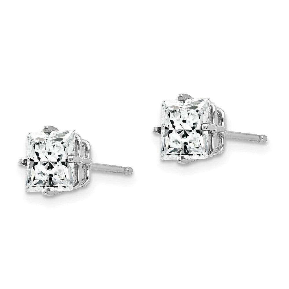 14k White Gold Princess Cut Cubic Zirconia Earrings