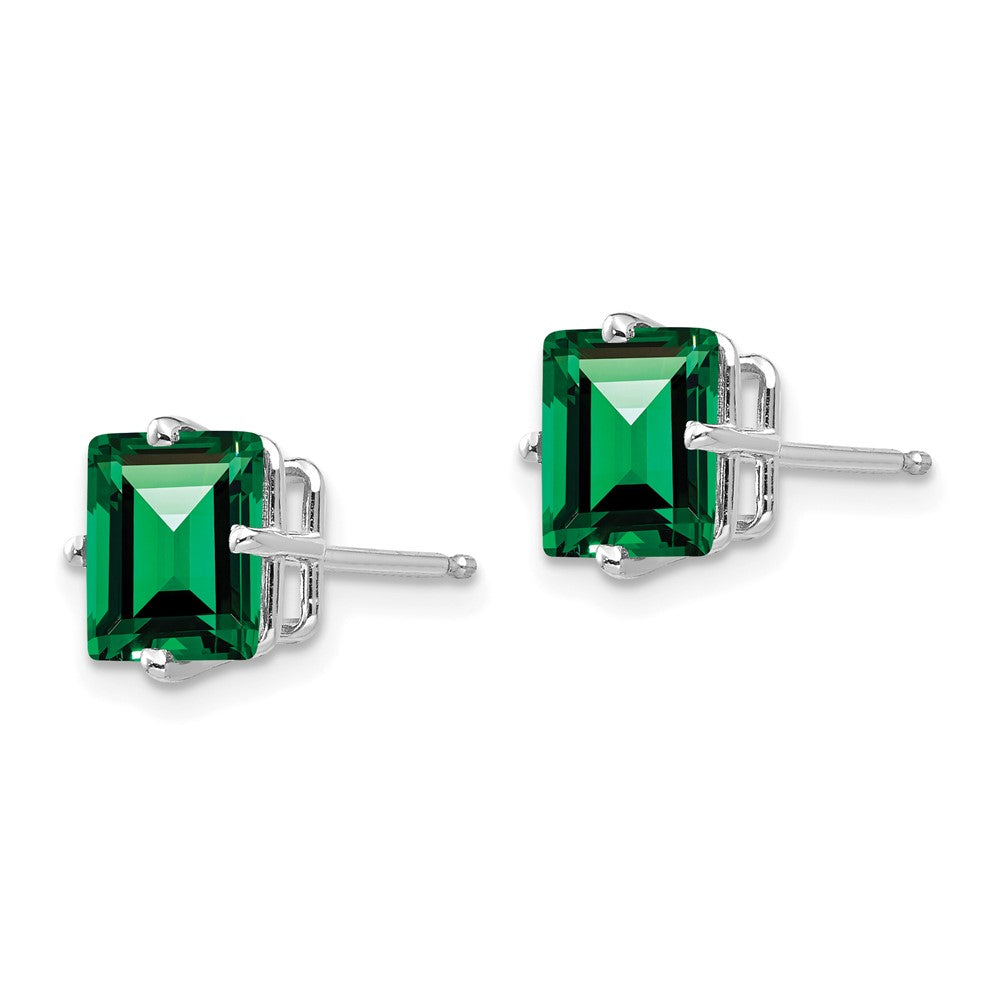 14k White Gold Princess-cut Mount St. Helens Post Earrings