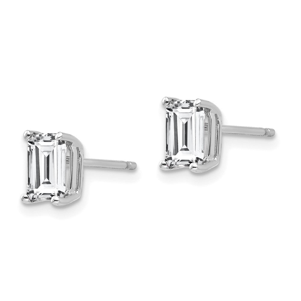 14k White Gold 6x Octagon Radiant-Cut Cubic Zirconia Post Earrings