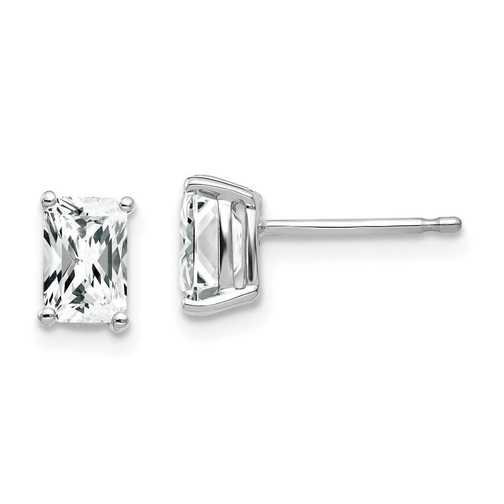 14k White Gold 6x Radiant Cut Cubic Zirconia Earrings