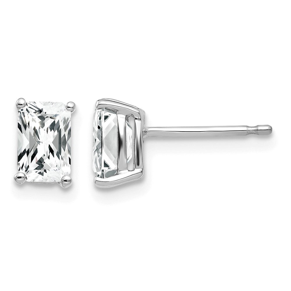 14k White Gold 6x Octagon Radiant-Cut Cubic Zirconia Post Earrings