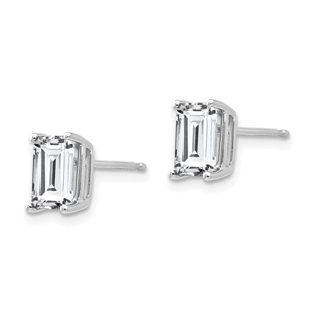 14k White Gold 7x Radiant Cut Cubic Zirconia Earrings