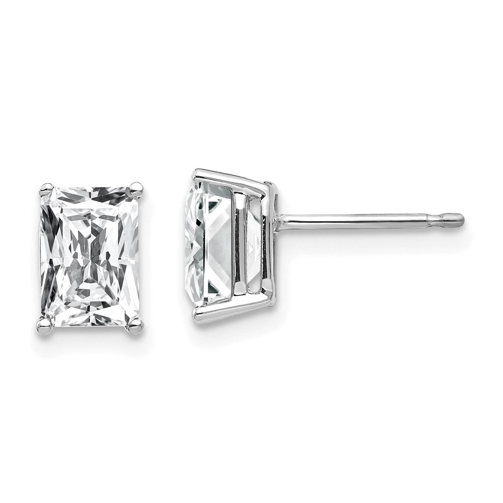 14k White Gold 7x Radiant Cut Cubic Zirconia Earrings