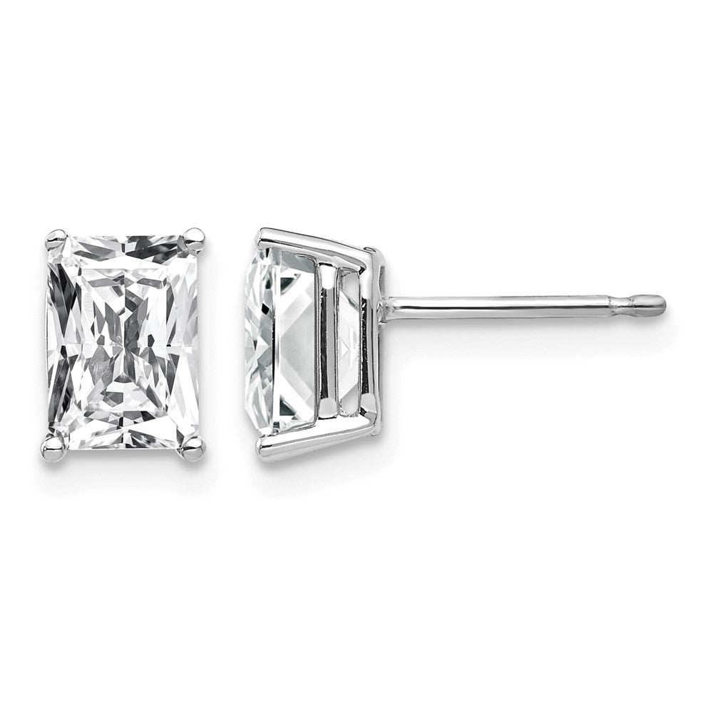 14k White Gold 7x Octagon Radiant-Cut Cubic Zirconia Post Earrings