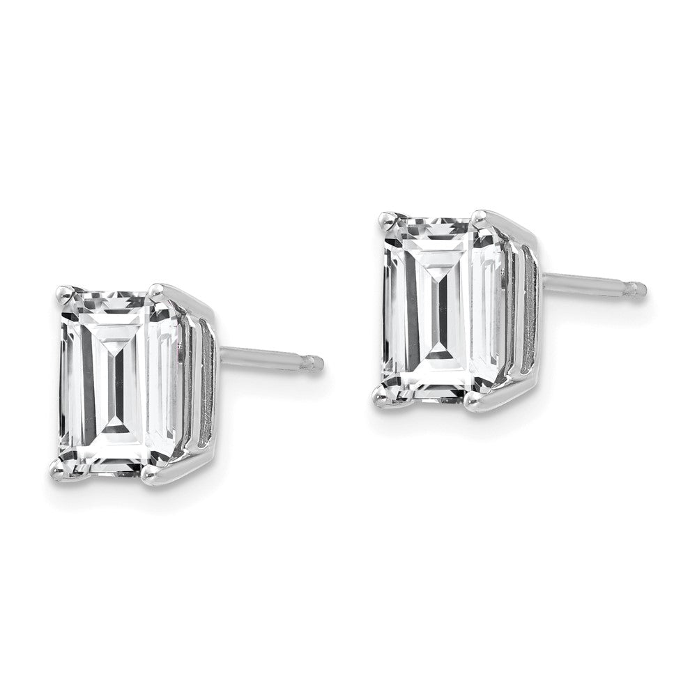14k White Gold 8x Octagon Radiant-Cut Cubic Zirconia Post Earrings