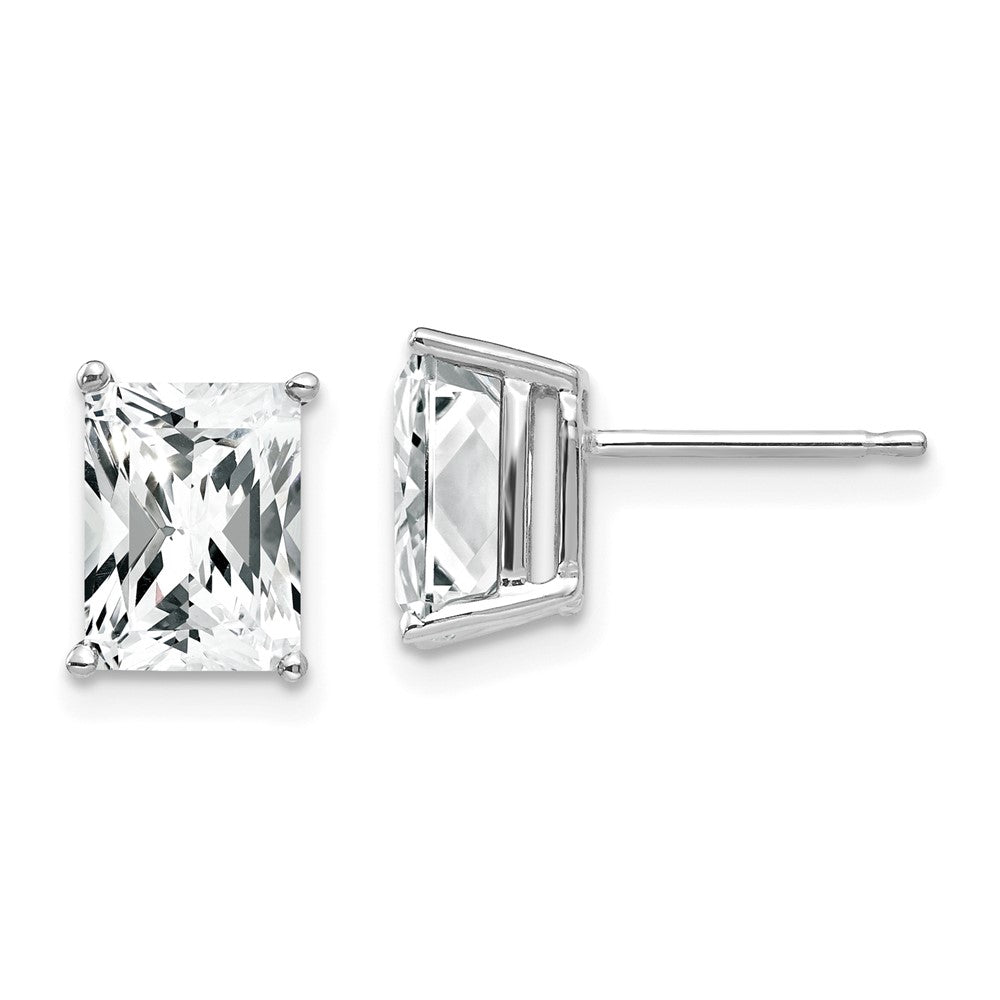 14k White Gold 8x Radiant Cut Cubic Zirconia Earrings