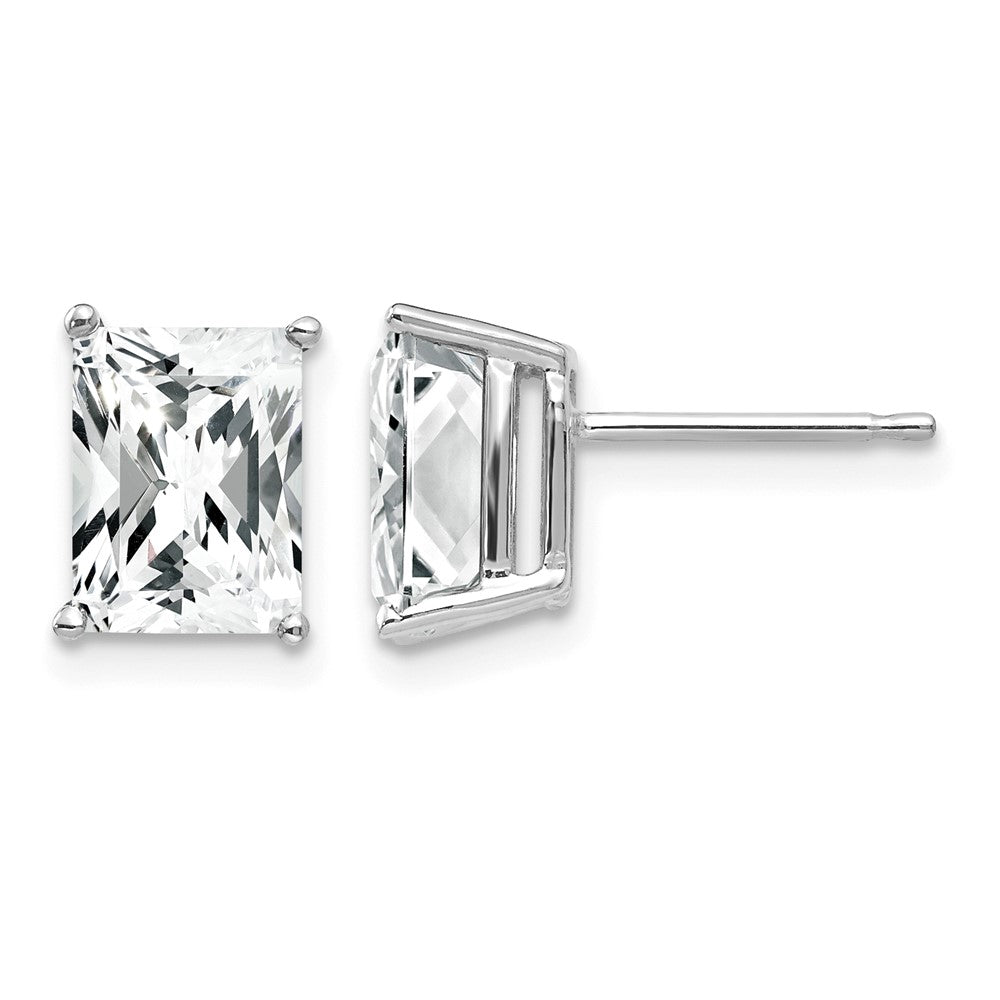 14k White Gold 8x Octagon Radiant-Cut Cubic Zirconia Post Earrings