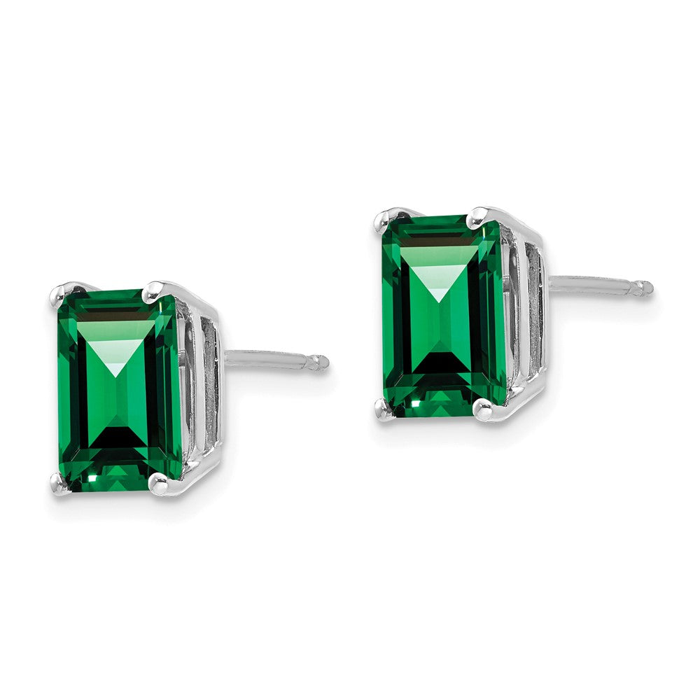 14k White Gold 9x Emerald-Cut Mount St. Helens Post Earrings