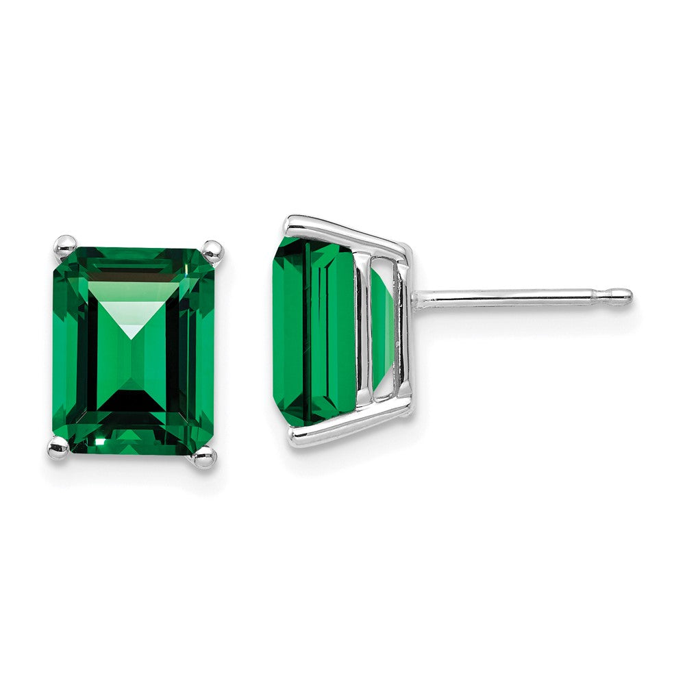 14k White Gold 9x Emerald Cut Mount St. Helens Earrings